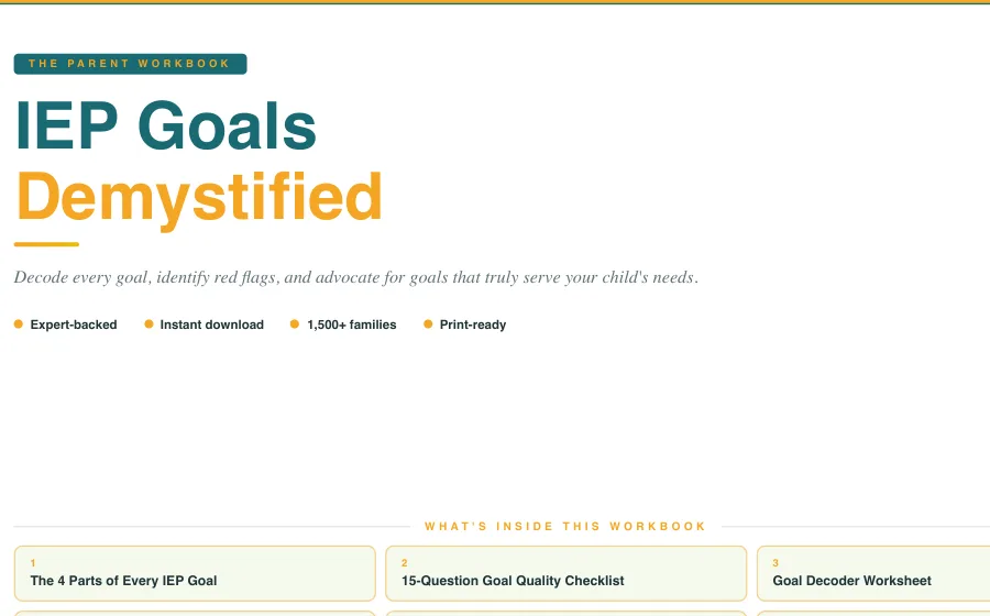 Preview of the IEP Goals Demystified workbook included in the IEP Momentum resource library.